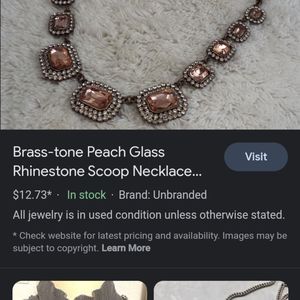 Peach rhinestone necklace
